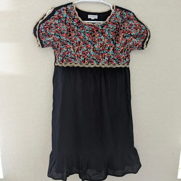 thml black embroidered dress THML Black Abstract Embroidered Detail Sleeveless Dress